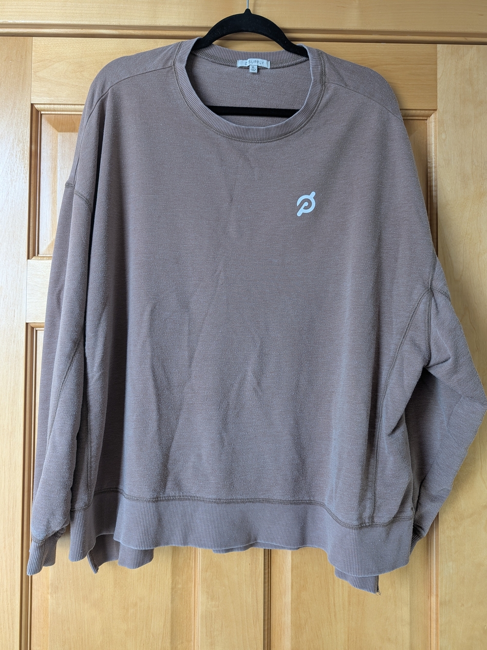 Z Supply Peloton Oversized Crewneck Sweatshirt in Taupe